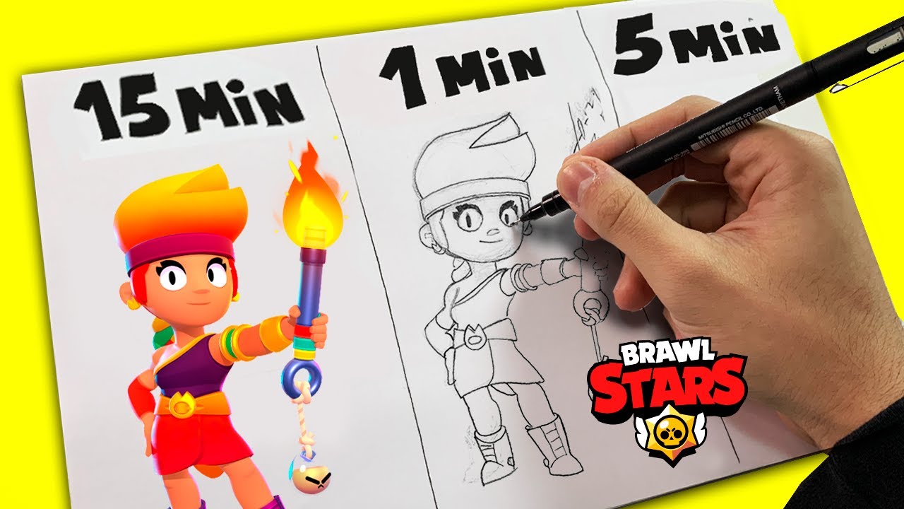 Desenhando Nova Brawler Amber Em 15 Min 5 Min E 1 Min Brawl Stars Youtube - desenhos do brawl stars coloridos