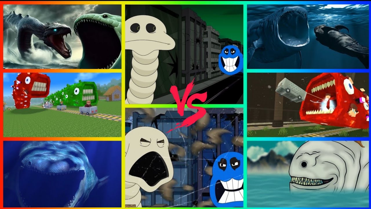 The Bloop vs Sea Eater vs Train Eater vs Hungry Snake vs Big Worm | Coffin Dance Tiles Hop