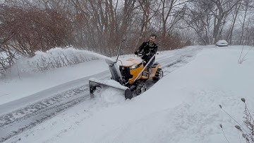 Cub Cadet XT1 with Snow Blower in Deep Snow