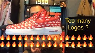 air force 1 all over logo red