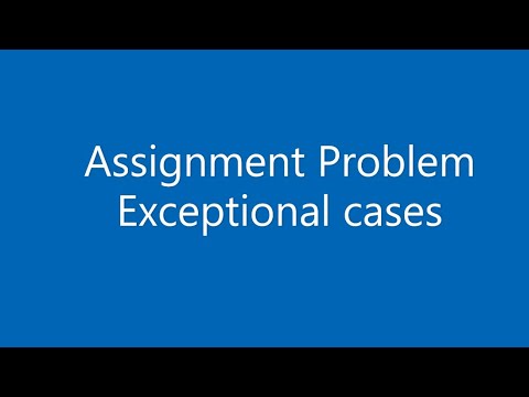 special cases in assignment problem