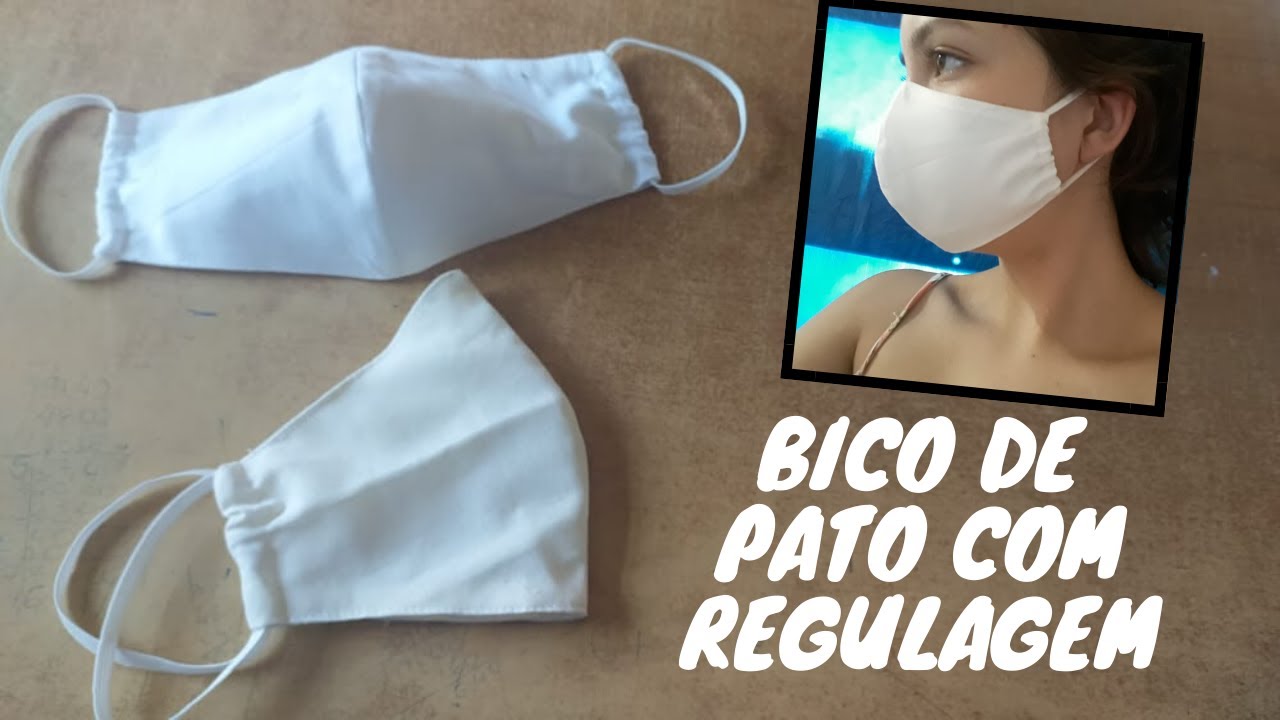 Máscara bico de pato sem corte na lateral.