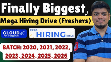 Capgemini 2024, 2025 BATCH Hiring | Interview in 2 Weeks (Cloud4C Services) | Mega Drive | 2020-2026