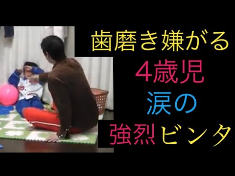 4歳幼児　衝撃動画　張り手ビンタ炸裂
