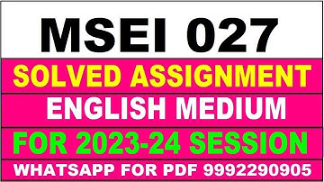 msei 027 solved assignment 2023-24 | msei 27 solved assignment in english 2024 | msei 27 2024