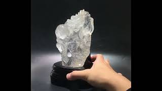 現品限り】【一点物】置物 水晶 龍 台付き 浄化 クリスタル