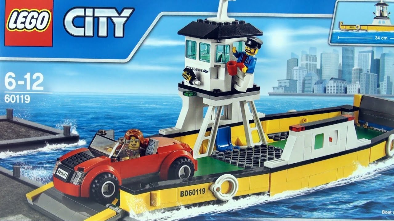 lego city ferry with sports car 60119 - lego city boat