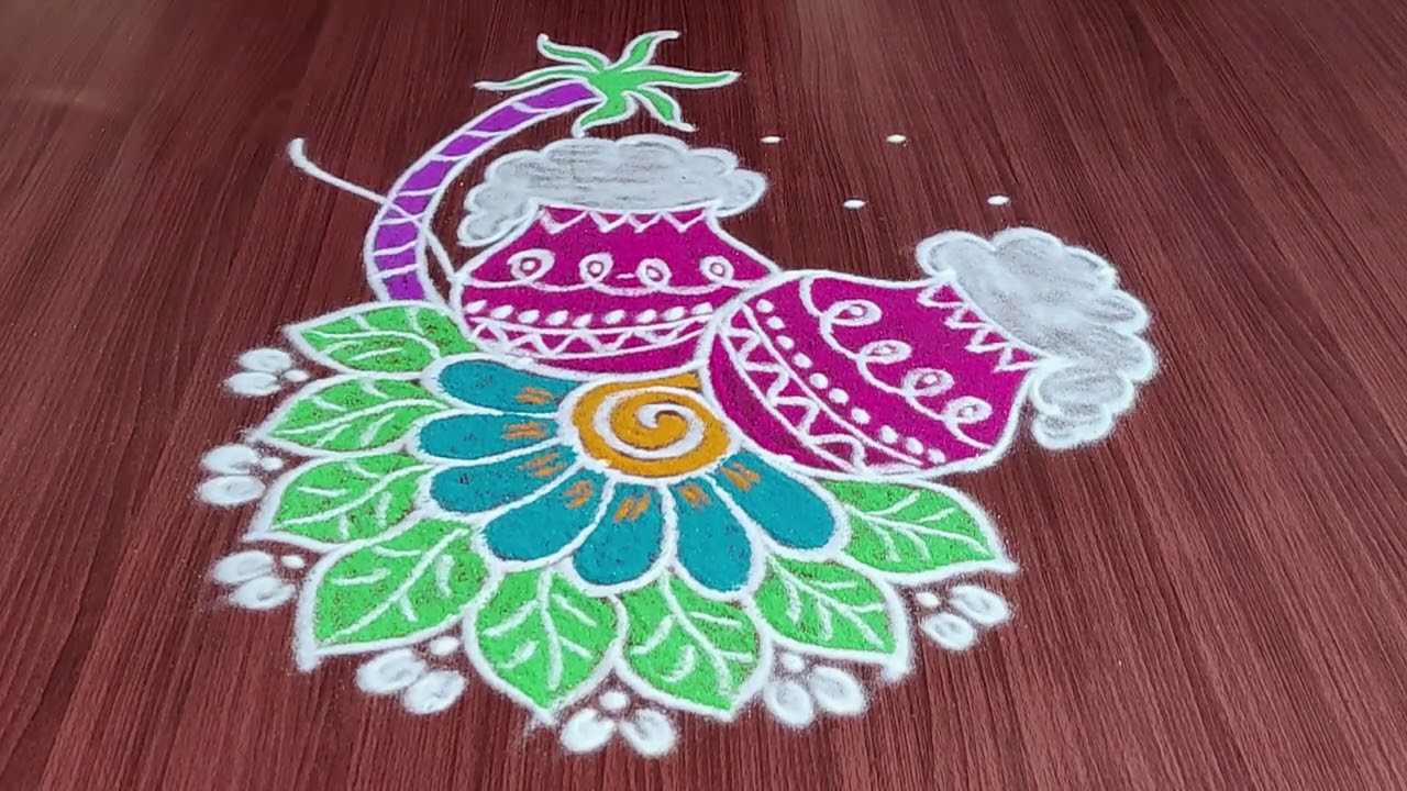 2 Simple Pongal Pot Rangoli Designs | Sankranthi Special Muggulu ...