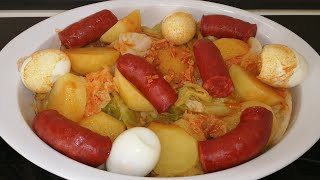 Boiled Cabbage, Potatoes, Chorizo and Eggs | 30 Minute Spanish Recipe