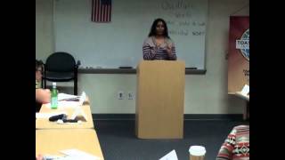 Famous Toastmasters for Leaders member Joyce Mathews conducts an evaluation Wealth