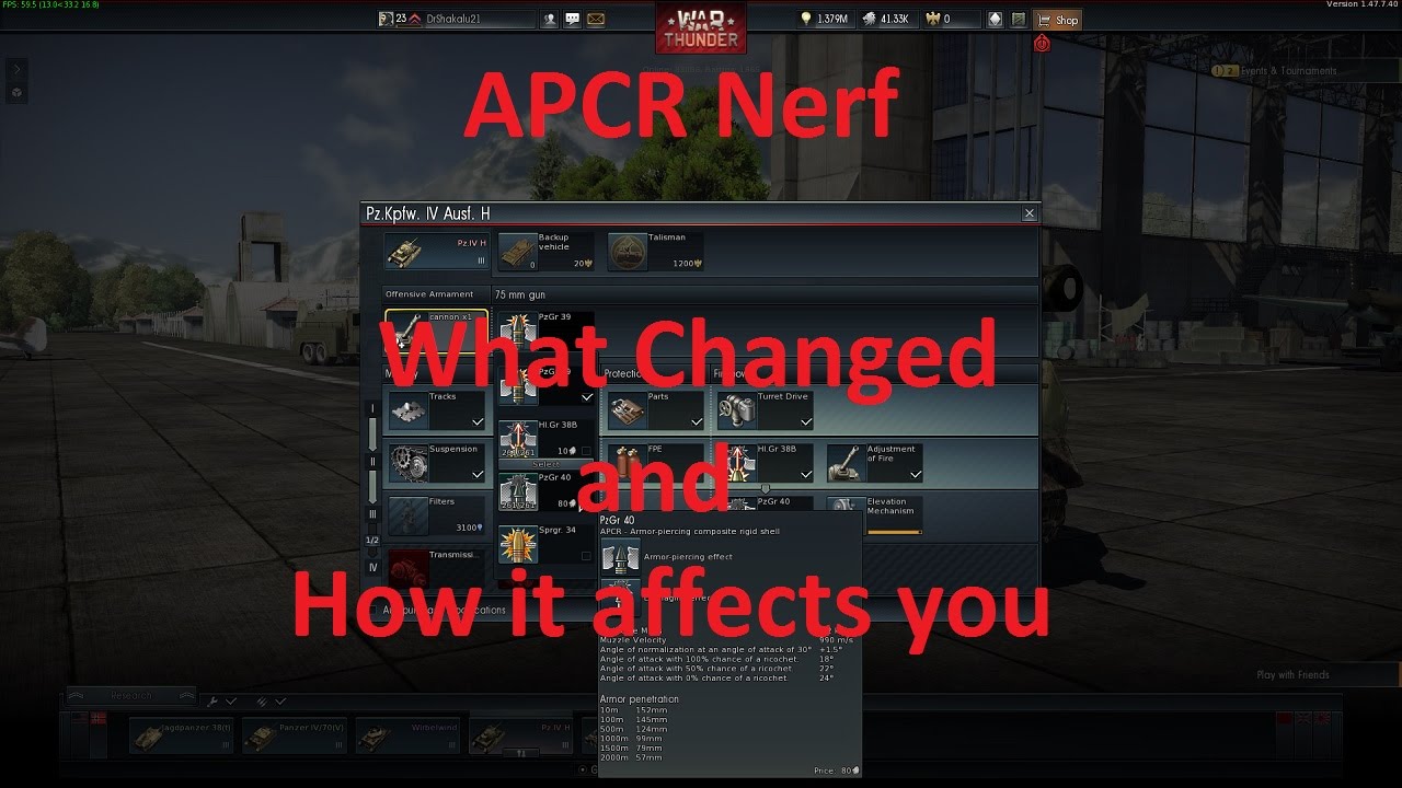 War Thunder 1.47 APCR Nerf and You! YouTube