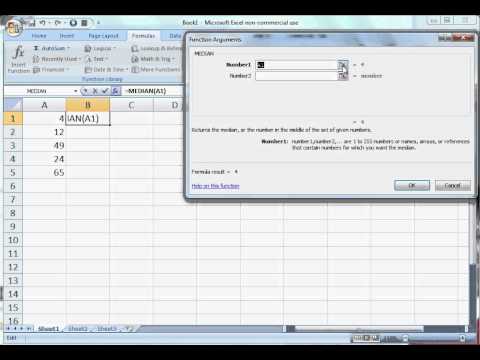 Determining the median using Excel 2007