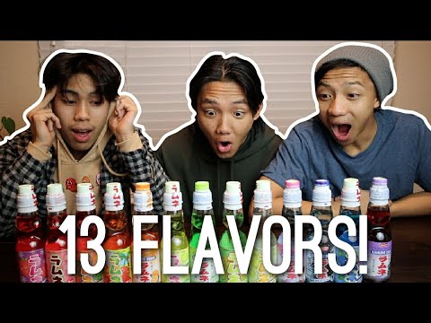 Japanese Soda Taste Test | (RAMUNE) 13 Flavors!