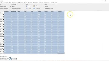 Correlation matrix PAST statistical software