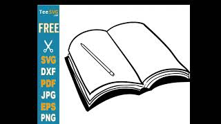 Book CLIPART Black and White PNG JPG SVG - Hand Drawing Book and Pen Outline - FREE Simple Vector