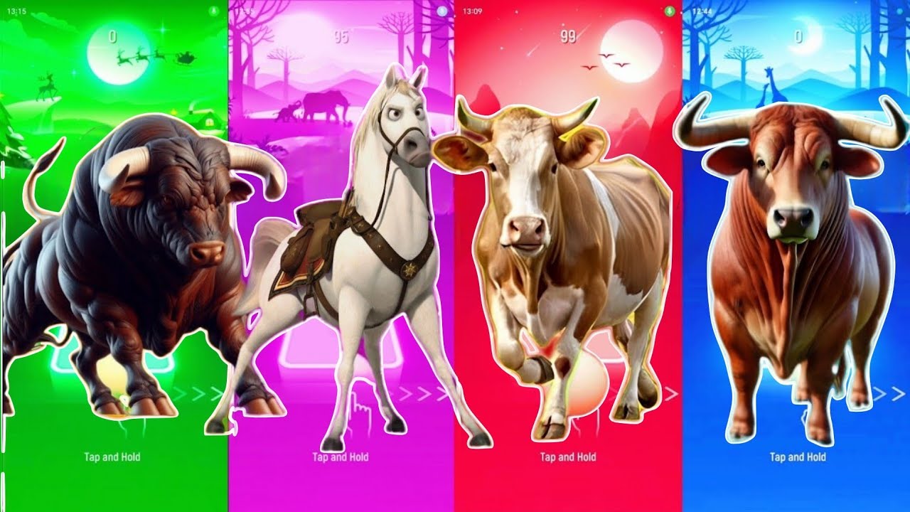 Funny Bull 🐂🆚 Funny Horse 🐴🆚 Funny Cow 🐄🆚 Funny Bull 🐂🆚 Tiles Hop EDM Rush  