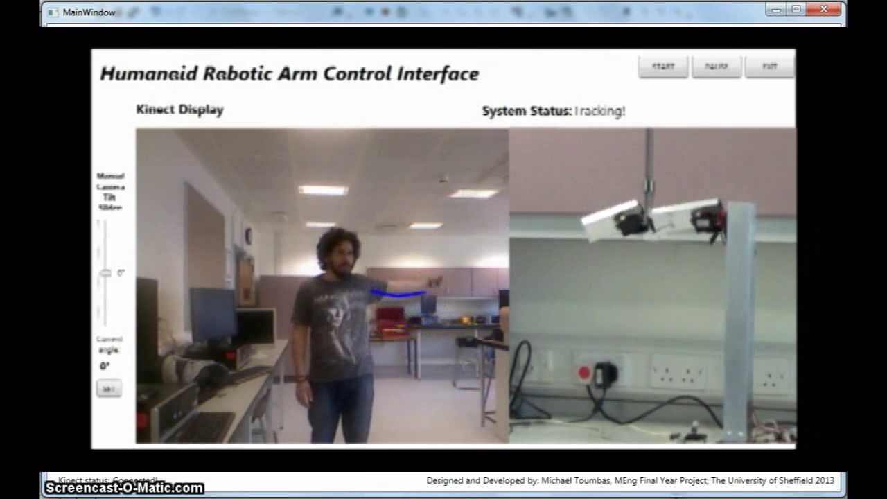 Human Skeletal Tracking - Controlling a Humanoid Robotic Arm