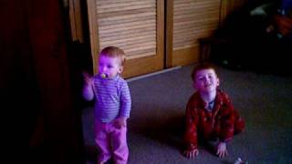Kaleb and Lana dancing to Backyardigans