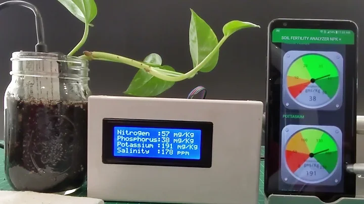 Soil Fertility Analyzer Displays, NPK, Salinity, EC value on LCD and on a MQTT Mobile Dashboard