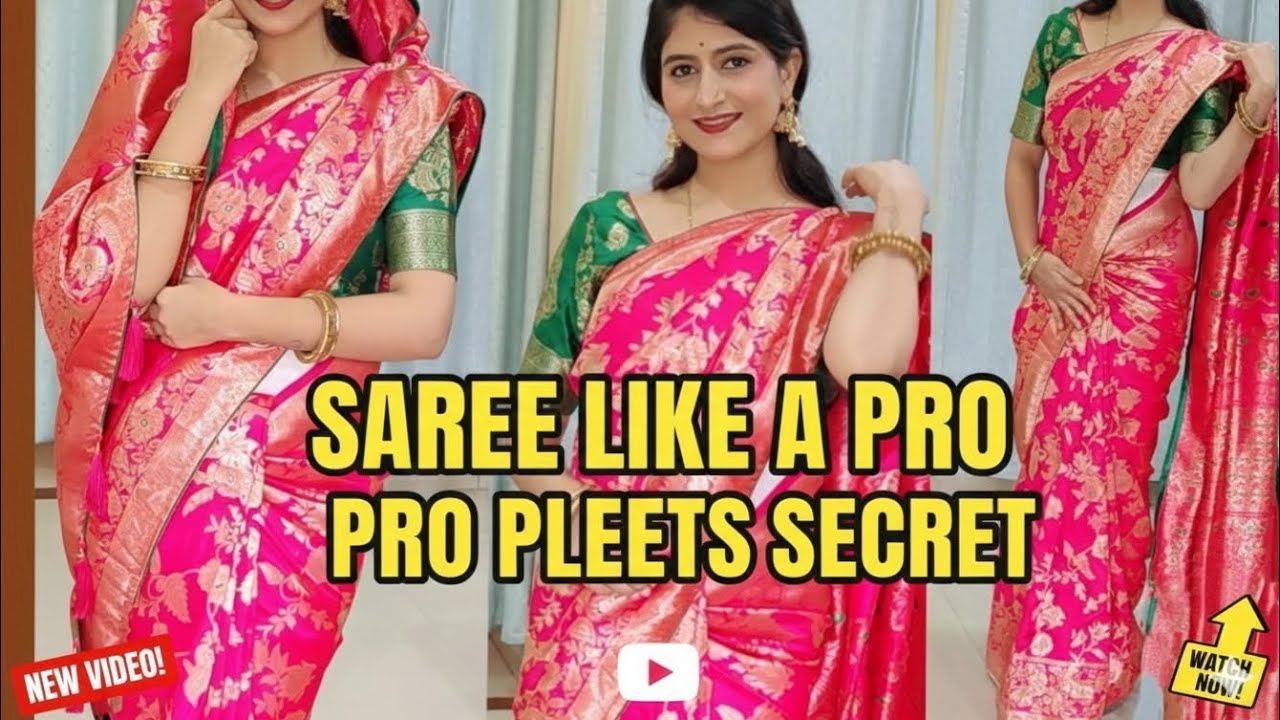 How to Wear Silk Saree Like a Pro | Perfect Pleats & Slim Look Tips.