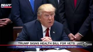 FNN: President Trump Signs Healthcare Bill for Vets, Thanks Sen. McCain in Remarks
