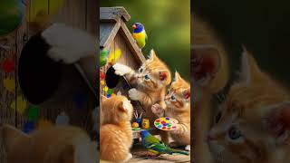 Chatons Construisant Un Nichoir