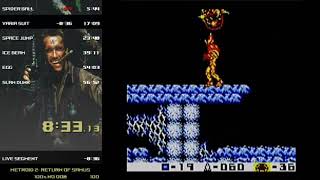Metroid 2: Return of Samus 100% 56:46
This run had a good start but started to fall short around sector 2 and beginning of sector 3, however theres a small group of new and improved Gamma strats which really helped win some time back at 28:05, 30:46 and 33:44. Theyre a bit of gamble since they dont always push them into a position to be continuously mashed and some of them can go really bad if they escape early particularly the one at 28 minutes. I managed to keep it together for the most part in the Zeta sector minus a few shaky jumps but the queen was pretty bad here at the end, arguably stopping this from being a 56:3x. Metroid 2: Return of Samus 100% 56:46