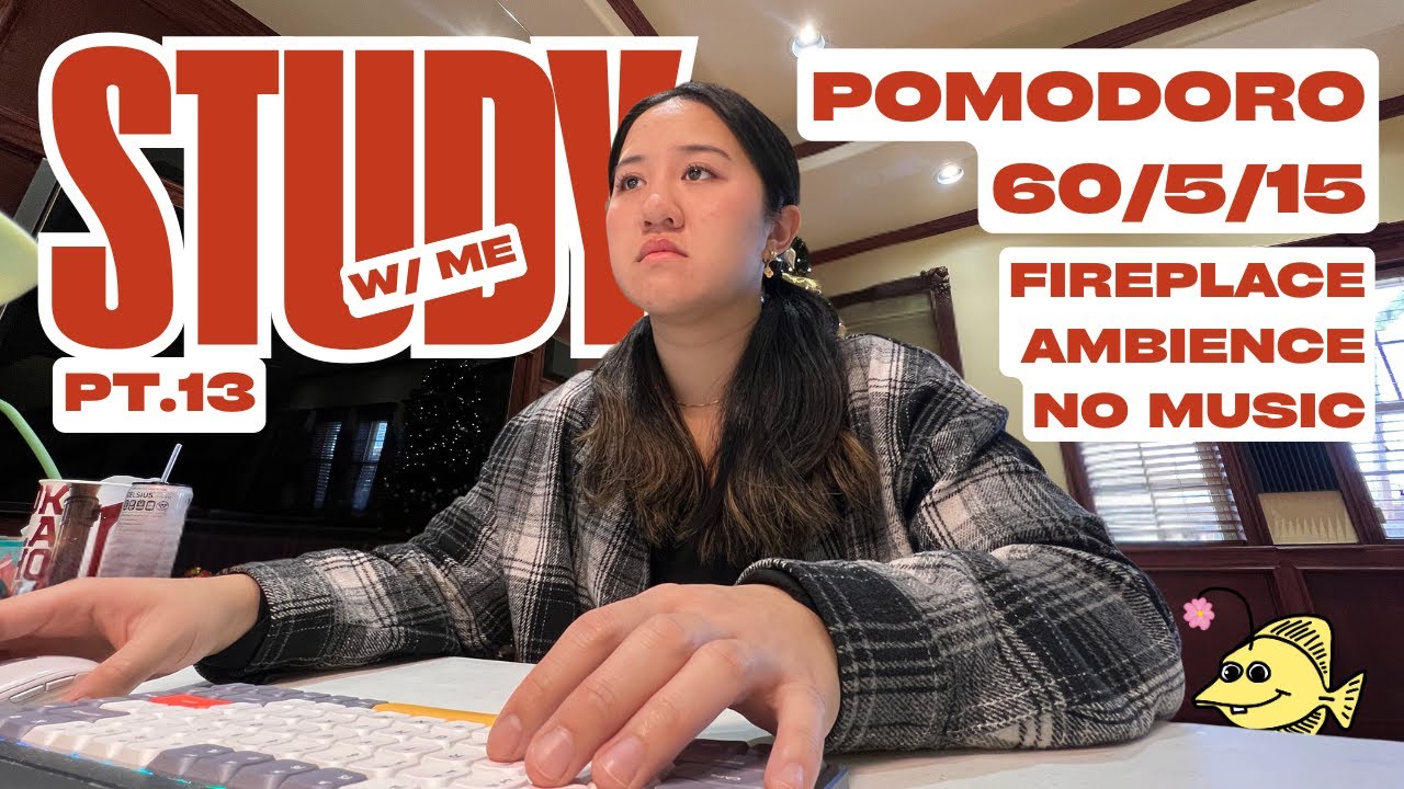Study with Me | Pomodoro 60/5/15 Mirroring Ambiance Cozy Winter FIreplace Deep Focus ADHD Stream