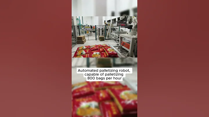 Automated palletizing robot, capable of palletizing 800 bags per hour.#automation#robotics#machine