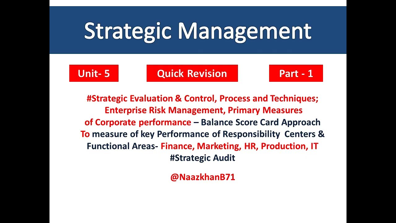 Strategic Management Unit 5 Full Explanation | M.Com / MBA / B.Com | Hindi  