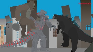 Godzilla and King Kong Vs Mecha-Godzilla. sticknodes pro animation.