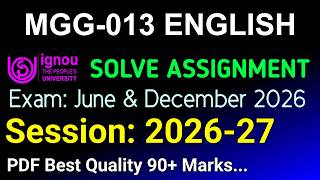 MGG 13 Solved Assignment 2026-27 English, MGG 13 Solved Assignment 2026, MGG-013 Assignment