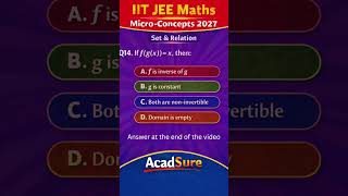 Identity Function Or Inverse Function? | Set &amp; Relation | Micro Concepts IIT JEE 2027