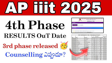 AP IIIT 4th phase Selection list Out date | 3rd Phase Counselling Dates & Selection pdf download