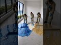 3 Workers Create Stunning Blue Metallic Marble Epoxy Floor | Mirror Gloss Luxury Bedroom #Shorts