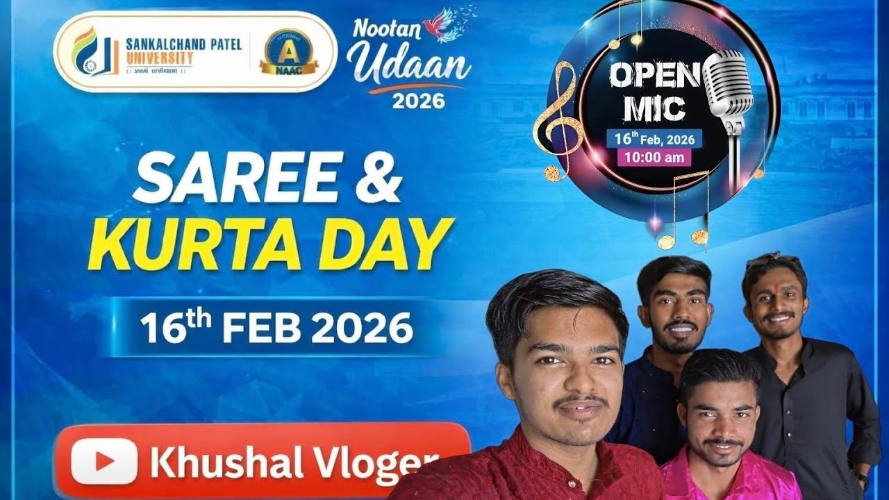 Nootan Udaan 2026 | Saree & kurta Day | Open Mic 🎙️| 16/02/2026 | SPU | VISNAGAR #Khushal_07___ ❤️🥳😍