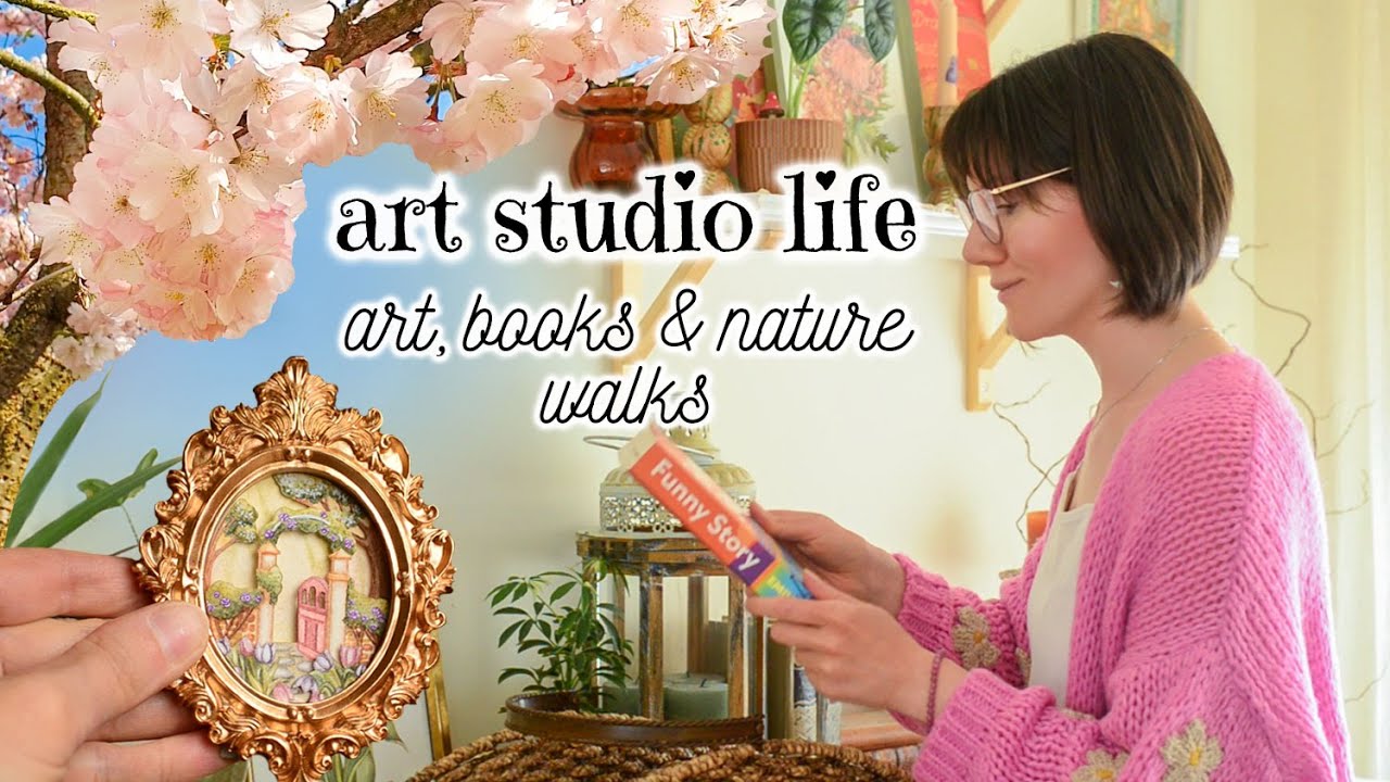 A cozy spring art vlog: nature walk, 3D watercolour installations, book nook reset & a new florarium