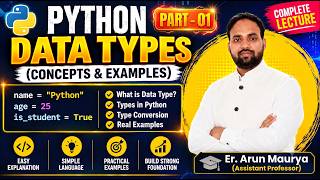 Details Data Types in Python with Real Life Examples int, float, complex, Python Tutorial, Python Data Types Update