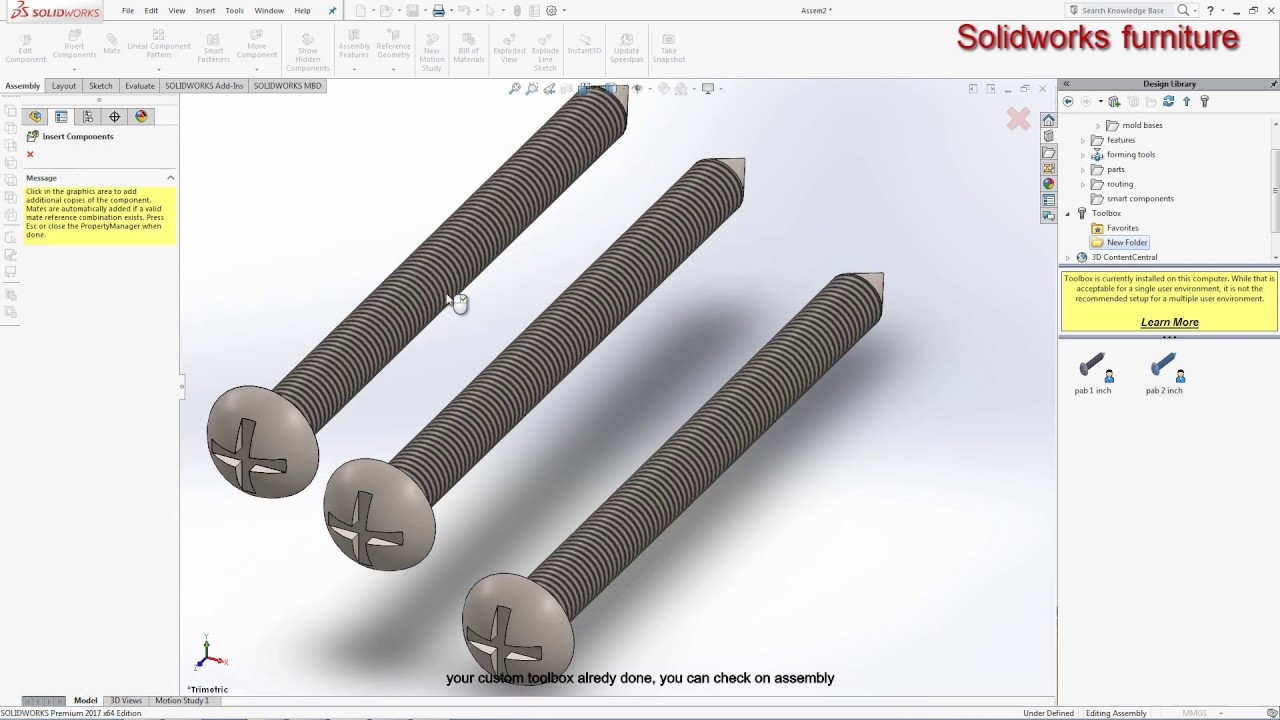 add custom toolbox + pack and go solidworks - YouTube