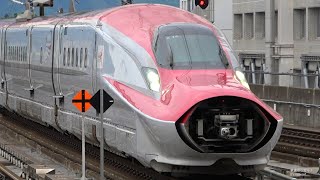 東北新幹線 連結切離し6本と連続可動するステップ(E5系E6系盛岡駅) Shinkansen coupling and uncoupling