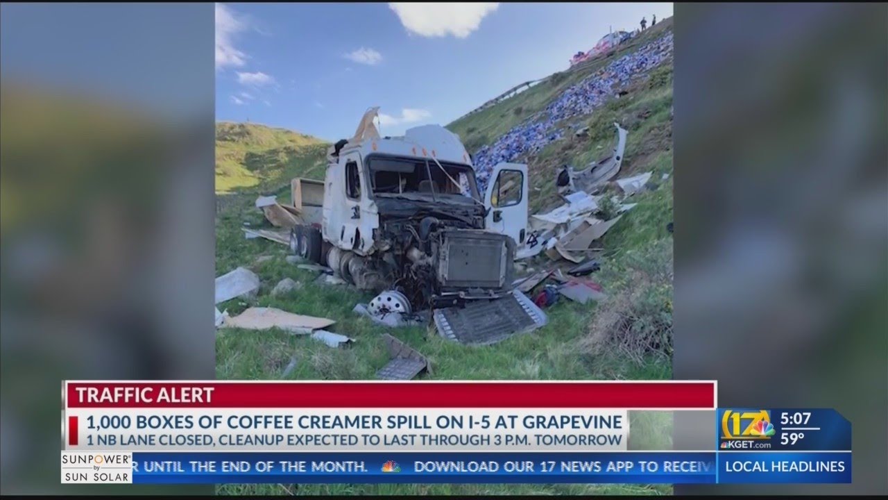 Overturned big rig on northbound I5 near Grapevine Road prompts longterm closure