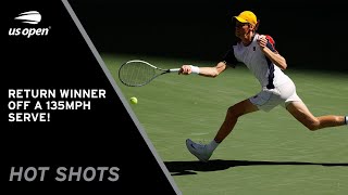 Jannik Sinner Returns 135mph Serve with Interest! | 2021 US Open