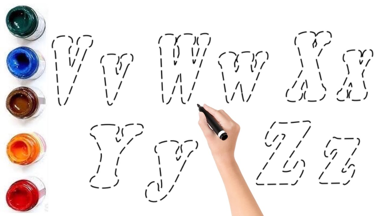 How to Learn Draw and Paint Alphabet Capital & Small Letters Vv to Zz For Kids Toddlers 