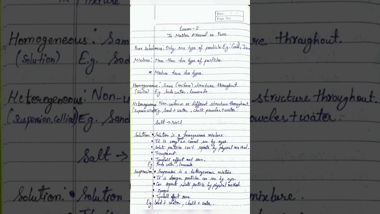 Science chapter 2 Is matter Around us Pure (notes)for class 9