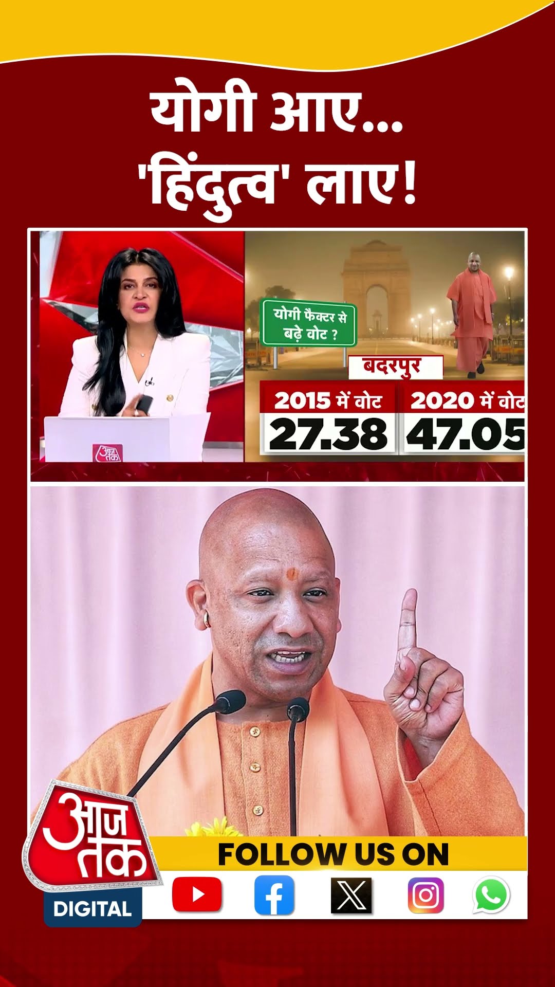 Halla Bol: योगी आए...'हिंदुत्व' लाए! | Delhi Elections 2025 | Anjana Om Kashyap | #shorts