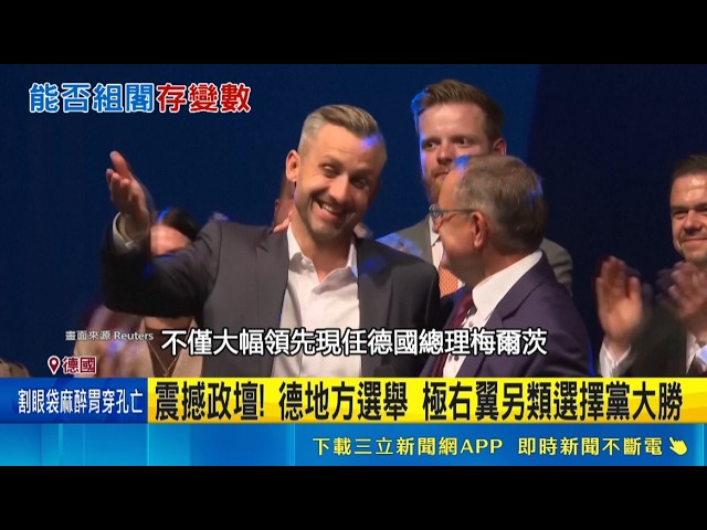 震撼政壇! 德國地方選舉極右翼另類選擇黨大勝!從推銷員到"最危險人物" 靠TikTok掀極右翼旋風|三立財經iNEWS 縮圖