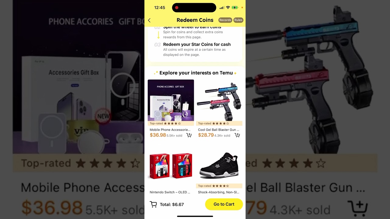 How to redeem coins in TEMU app?