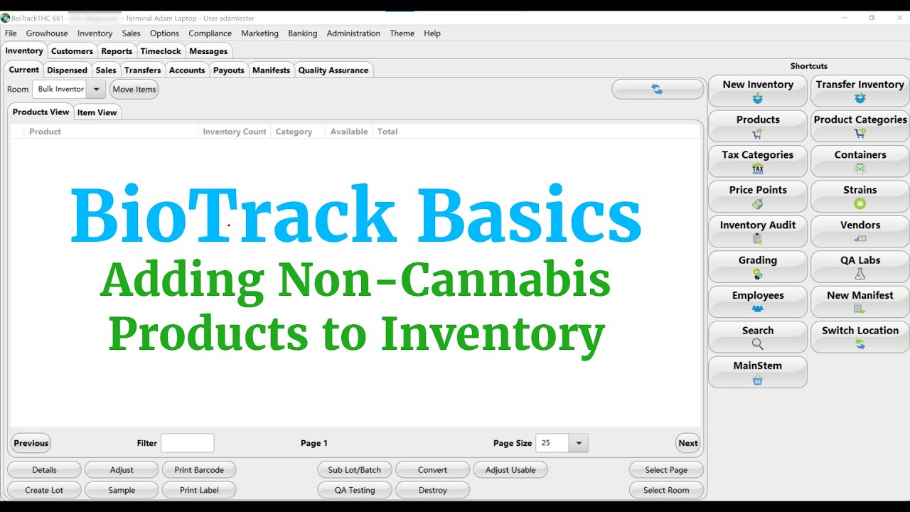 BioTrack Basics- Adding Non-Cannabis Products to Inventory Pt2 - YouTube