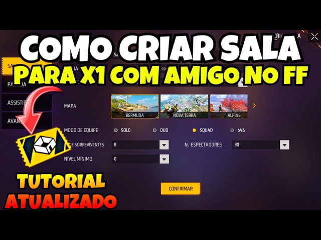 COMO JOGAR O NOVO MODO X1 COM SEU AMIGO COMO CRIAR SALA E JOGAR X1 COM SEUS  AMIGOS FREE FIRE 