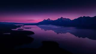 Mountain Sunset With Lake